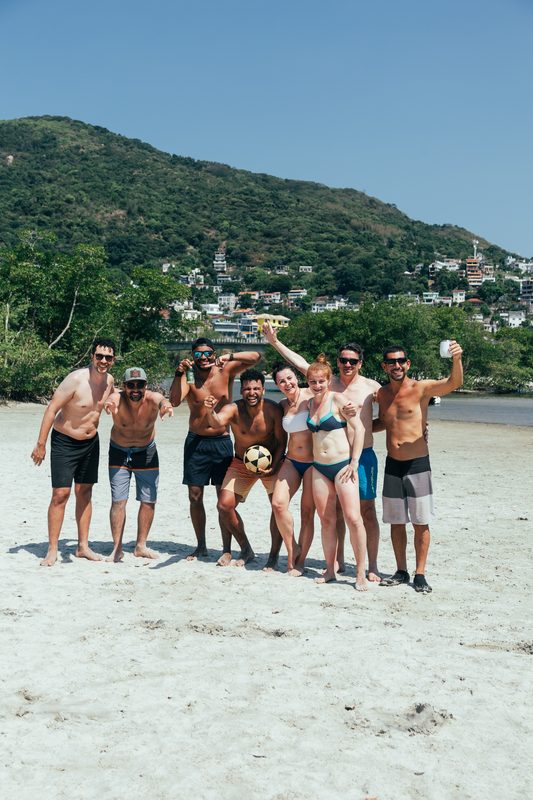 The team on the beach